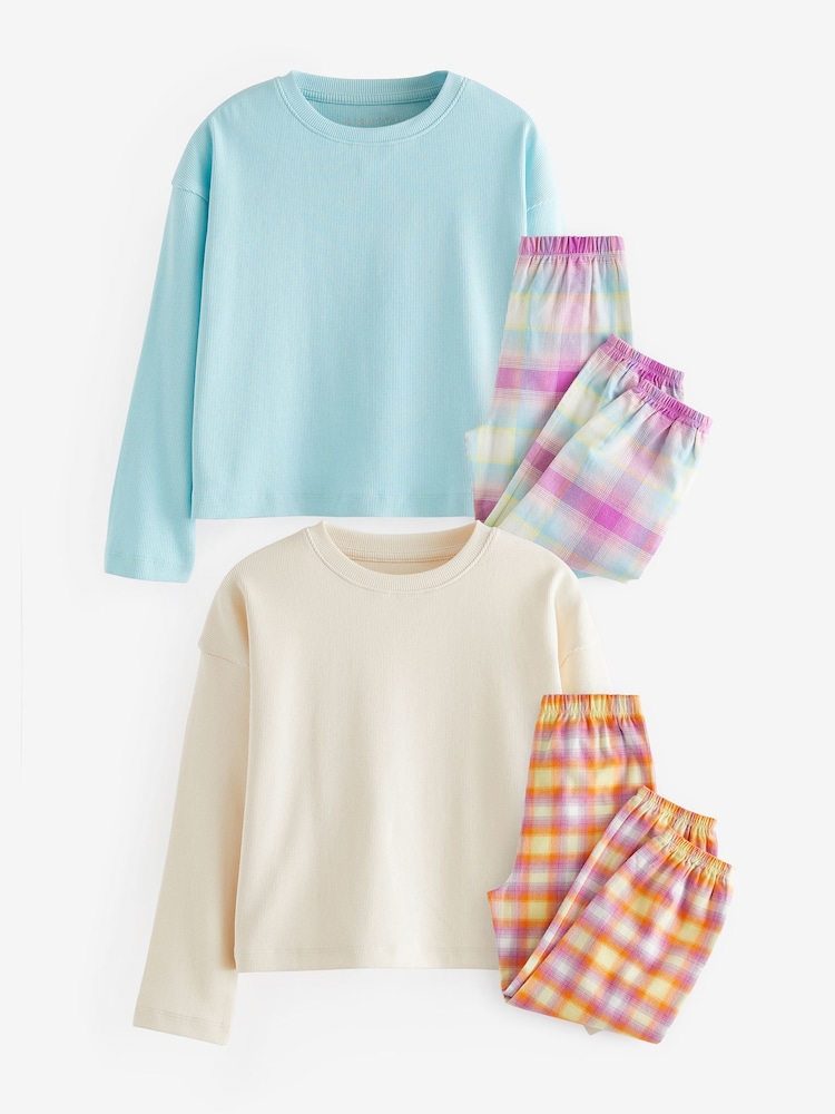 Bright Pastel Woven Check Pyjamas 2 Pack (3-16yrs) - Image 5 of 9