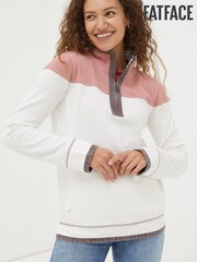 FatFace White Airlie Colour Block Sweat Top - Image 1 of 4
