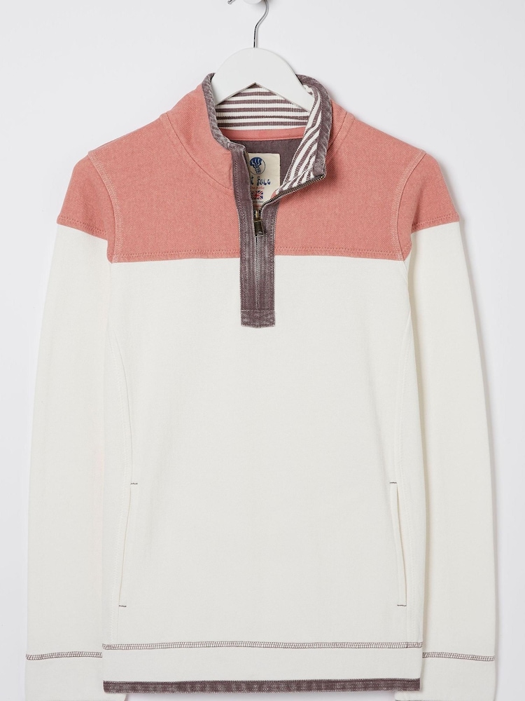 FatFace White Airlie Colour Block Sweat Top - Image 4 of 4