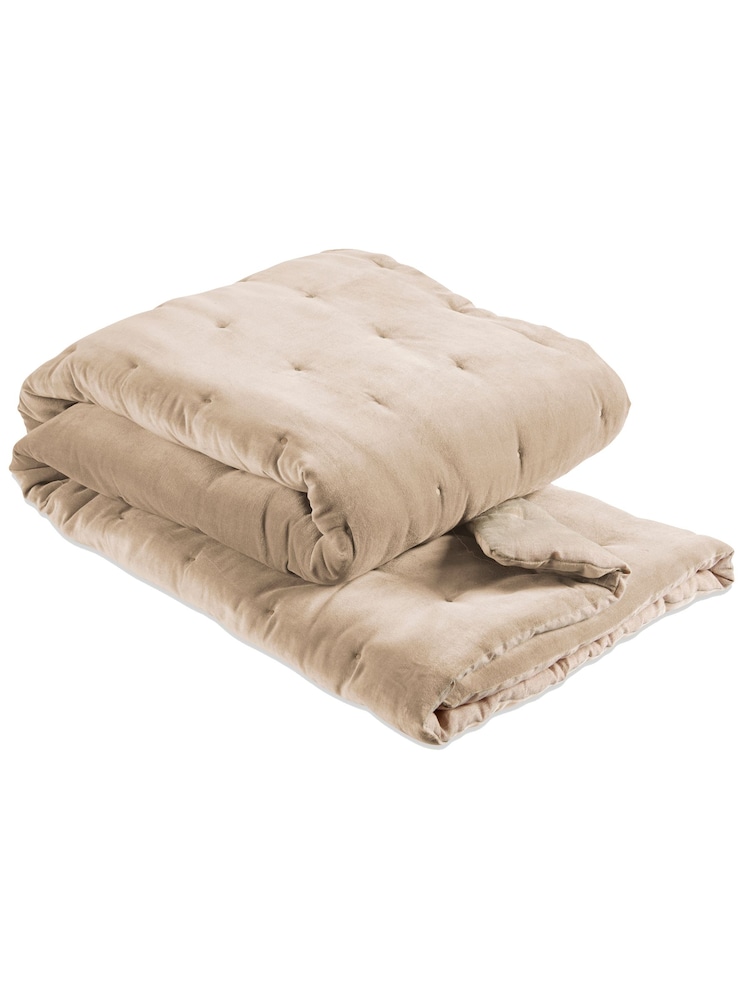 Christy Hazelnut Brown Jaipur Smooth Velvet Quilted Cotton Bedspread - Image 2 of 3