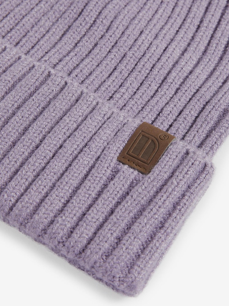 Mauve Purple Knitted Rib Beanie Hat (1-16yrs) - Image 2 of 2