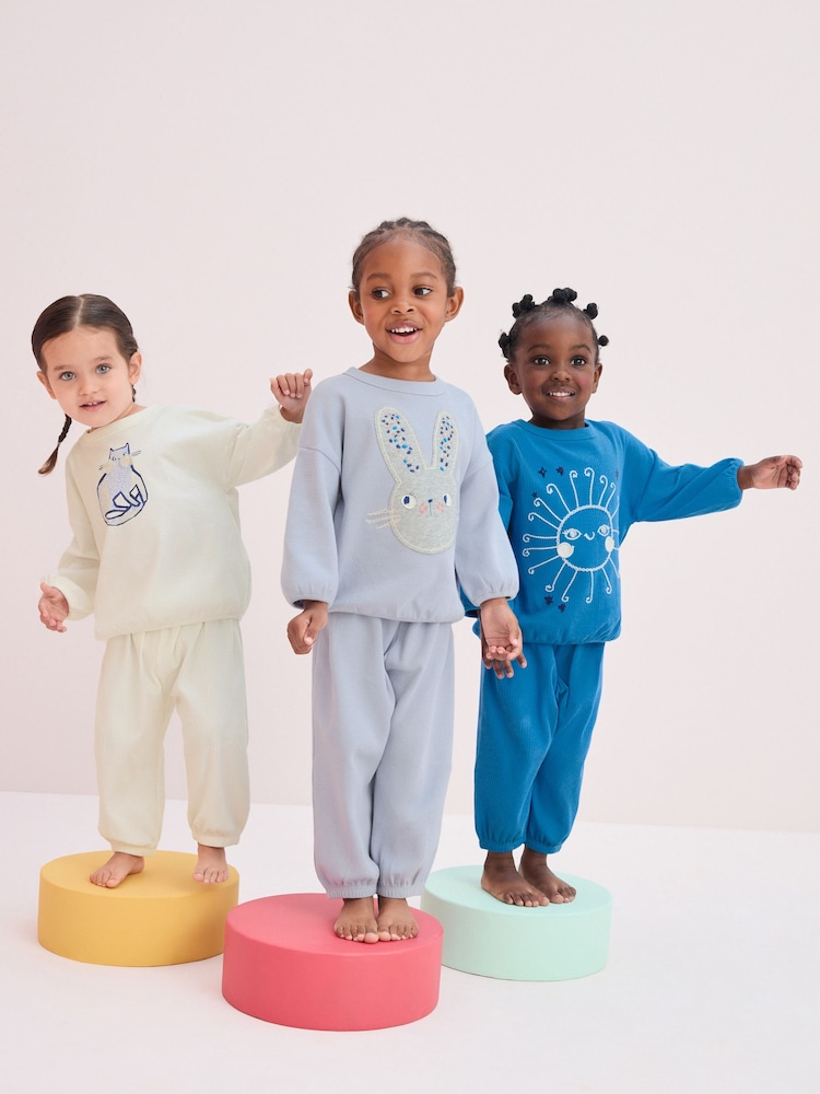 Blue/Cream Character Jogger Pyjamas 3 Pack (9mths-8yrs) - Image 2 of 17