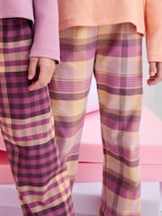 Lilac/Coral Woven Check Pyjamas 2 Pack (3-16yrs) - Image 4 of 9