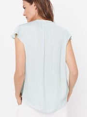Cortefiel Green Glossy Flounced Sleeves Blouse - Image 2 of 4