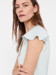 Cortefiel Green Glossy Flounced Sleeves Blouse - Image 4 of 4