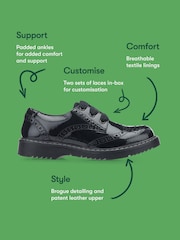 Schwarzes Lackleder - Start Rite Leder Impulsive Chunky-Budapester Schnürschuhe mit genähter Naht für die Schule - Bild 7 von 7