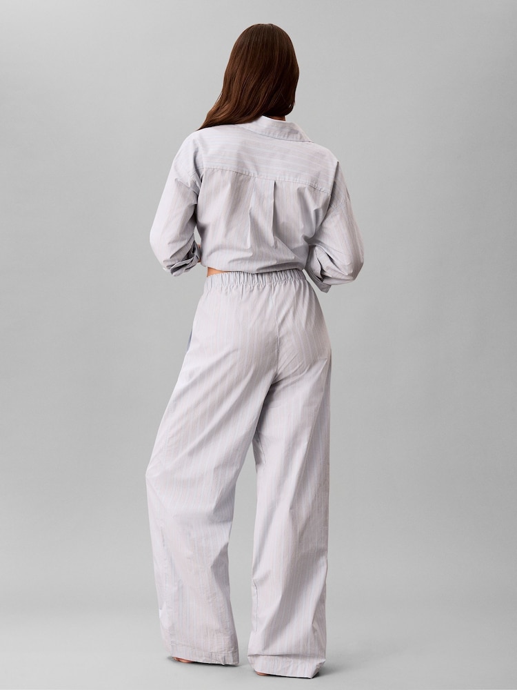 Calvin Klein Blue Cotton Poplin Pyjamas - Image 2 of 6 Calvin Klein Blue Cotton Poplin Pyjamas - Image 2 of 6