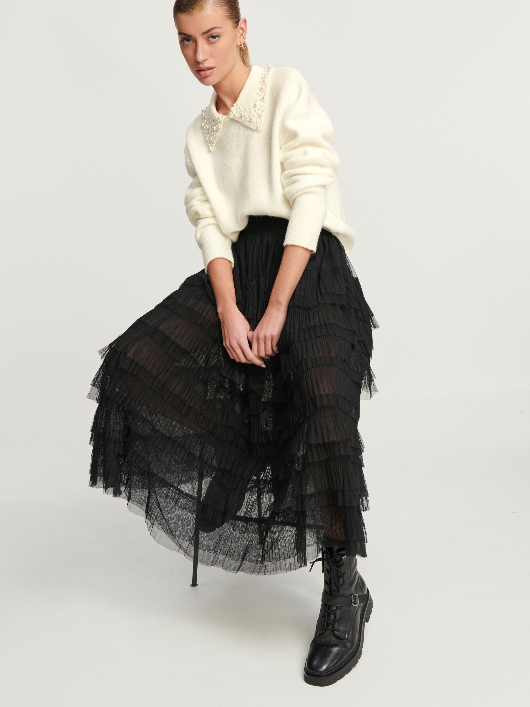 Buy Ecru White Pearl Embellished Collar Jumper from Next