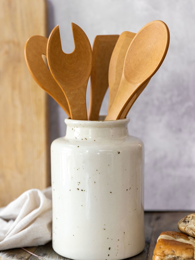 Natural Elements 4 Piece Beechwood Effect Wood Fibre Utensil Set - Image 1 of 2
