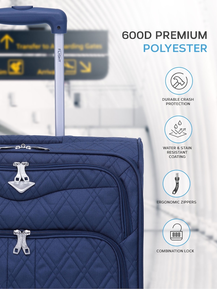 Granatowy - Flight Knight 56x45x25cm EasyJet Overhead Soft Case Cabin Carry On Suitcase Hand Luggage - Image 4 of 7