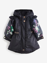 Baker by Ted Baker Navy Shower Resistant Organza Sleeve Coat - Image 10 of 14