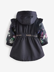 Baker by Ted Baker Navy Shower Resistant Organza Sleeve Coat - Image 11 of 14