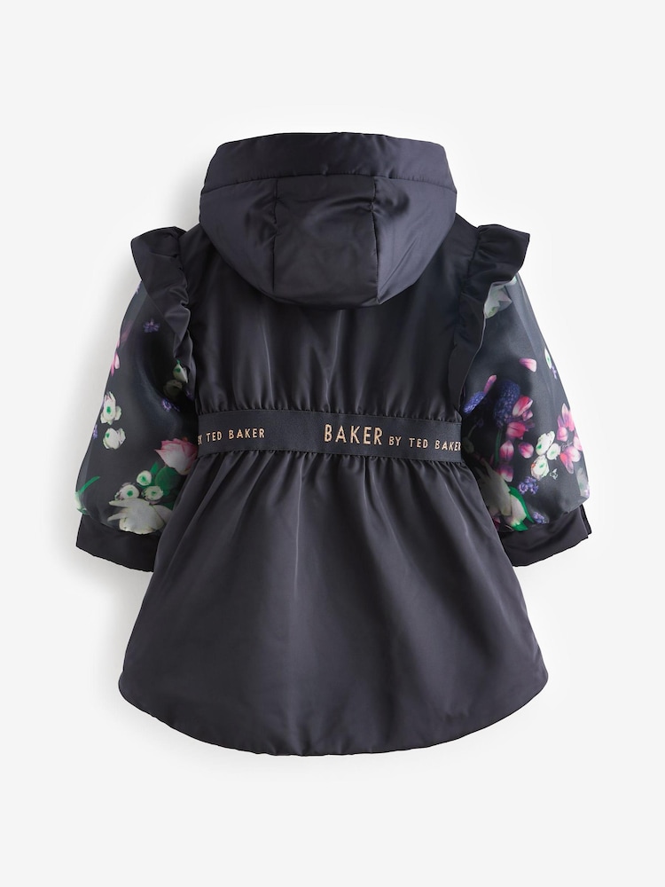 Baker by Ted Baker Navy Shower Resistant Organza Sleeve Coat - Image 11 of 14