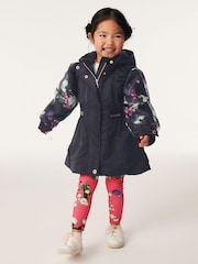 Baker by Ted Baker Navy Shower Resistant Organza Sleeve Coat - Image 2 of 14