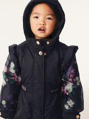 Baker by Ted Baker Navy Shower Resistant Organza Sleeve Coat - Image 5 of 14