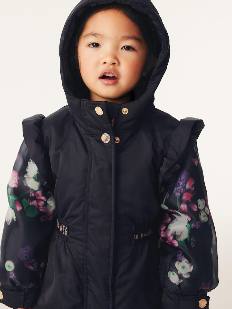 Baker by Ted Baker Navy Shower Resistant Organza Sleeve Coat - Image 5 of 14