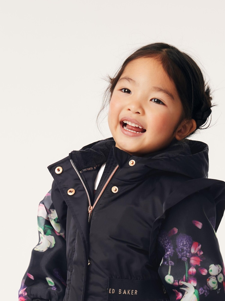 Baker by Ted Baker Navy Shower Resistant Organza Sleeve Coat - Image 7 of 14