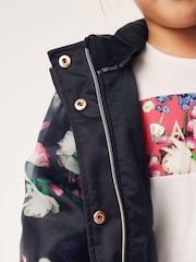 Baker by Ted Baker Navy Shower Resistant Organza Sleeve Coat - Image 8 of 14