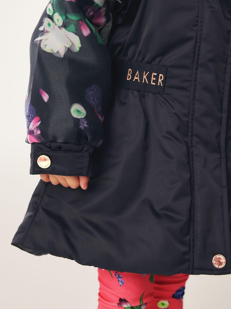 Baker by Ted Baker Navy Shower Resistant Organza Sleeve Coat - Image 9 of 14