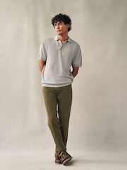 Grey Knitted Bubble Textured Regular Fit Polo Shirt - Image 2 of 6