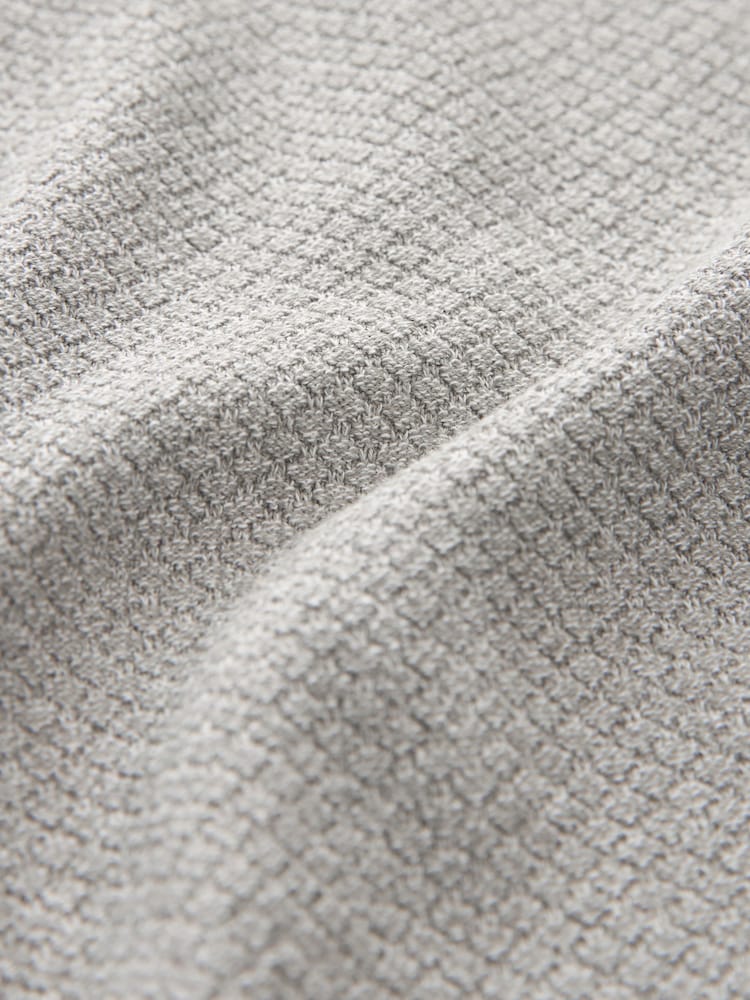 Grey Knitted Bubble Textured Regular Fit Polo Shirt - Image 6 of 6