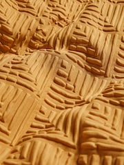 Ochre Yellow Embossed Geometric Duvet Cover And Pillowcase Set - Image 4 of 4