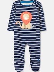 Joules Blue Zippy Artwork Cotton Babygrow - Image 1 of 6