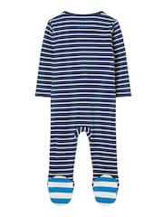 Joules Blue Zippy Artwork Cotton Babygrow - Image 2 of 6
