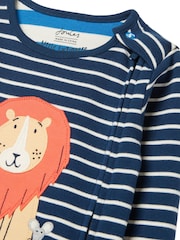 Joules Blue Zippy Artwork Cotton Babygrow - Image 3 of 6