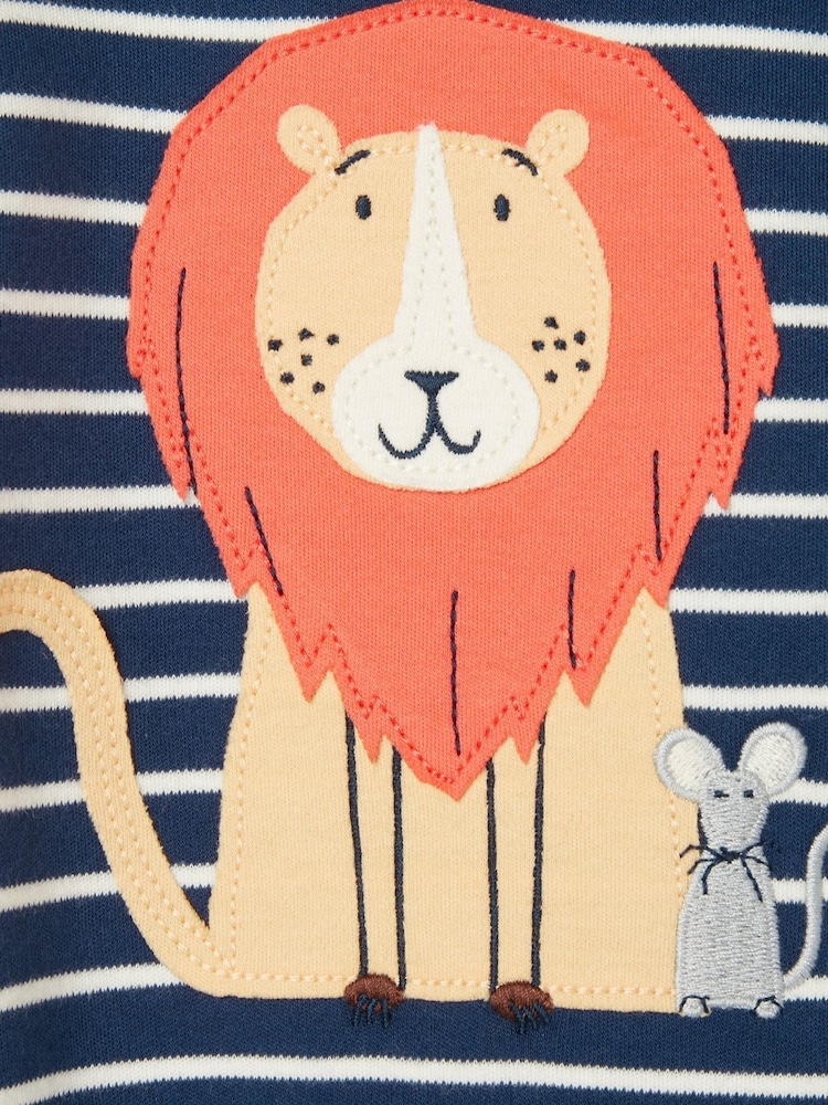 Joules Blue Zippy Artwork Cotton Babygrow - Image 6 of 6