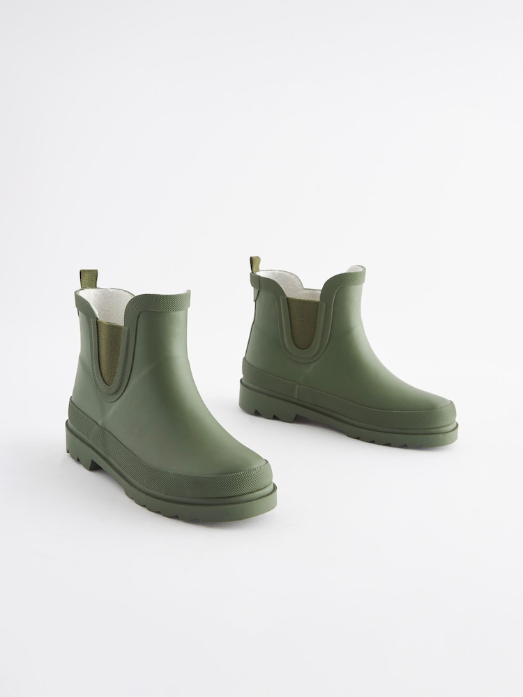 Khaki Green Warm Lined Ankle Wellies - Image 1 of 5