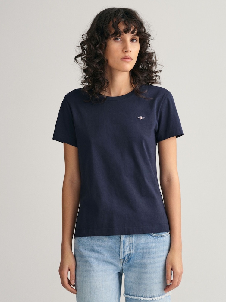 GANT Evening Blue Original Shield Logo 100% Cotton T-Shirt - Image 1 of 6