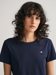 GANT Evening Blue Original Shield Logo 100% Cotton T-Shirt - Image 4 of 6