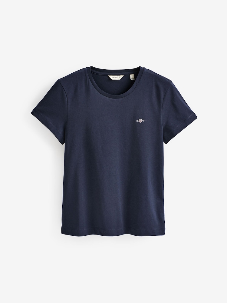 GANT Evening Blue Original Shield Logo 100% Cotton T-Shirt - Image 6 of 6