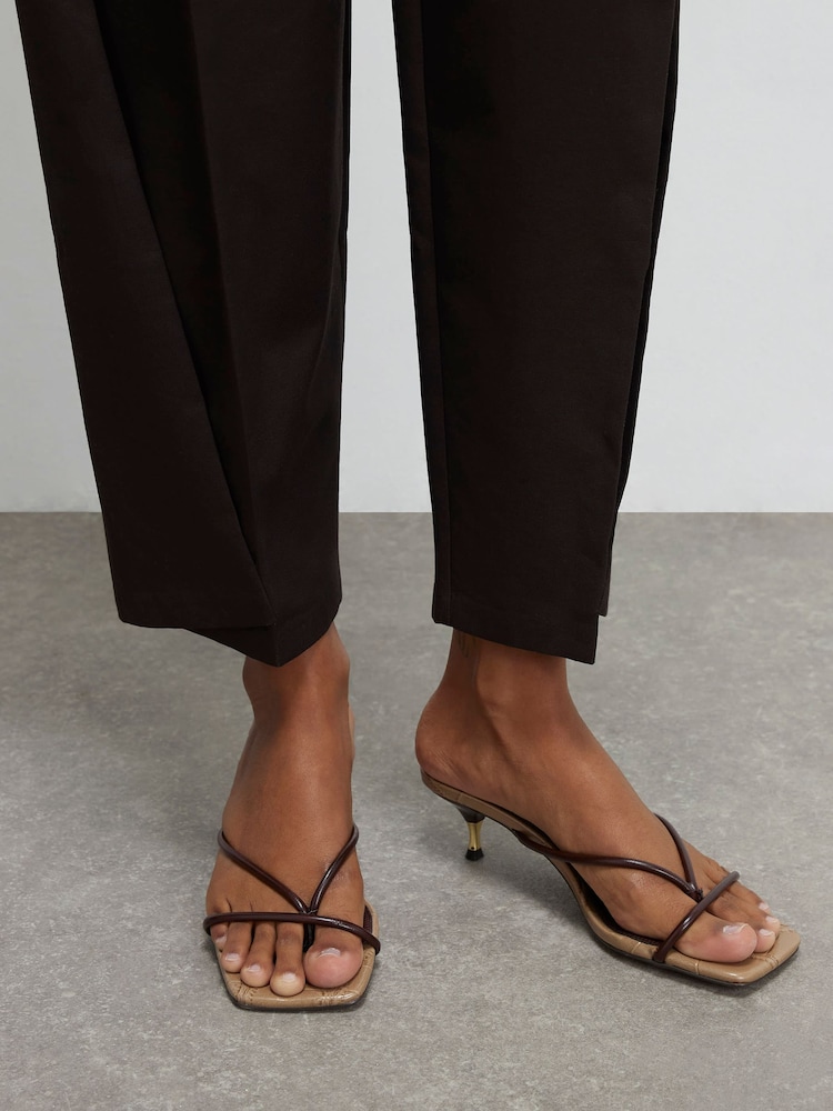 River Island Brown TOLAMI Strappy Toe Thong Heeled Sandals - Image 1 of 6 River Island Brown TOLAMI Strappy Toe Thong Heeled Sandals - Image 1 of 6