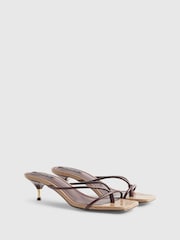 River Island Brown TOLAMI Strappy Toe Thong Heeled Sandals - Image 2 of 6