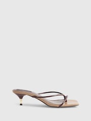 River Island Brown TOLAMI Strappy Toe Thong Heeled Sandals - Image 3 of 6