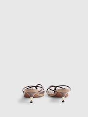 River Island Brown TOLAMI Strappy Toe Thong Heeled Sandals - Image 4 of 6