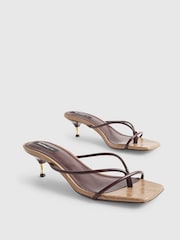 River Island Brown TOLAMI Strappy Toe Thong Heeled Sandals - Image 5 of 6