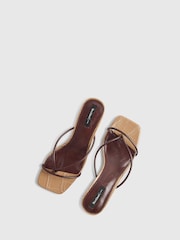 River Island Brown TOLAMI Strappy Toe Thong Heeled Sandals - Image 6 of 6