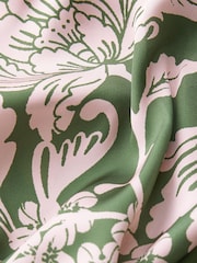 Green/Pink Floral Tie Neck Long Sleeve Blouse - Image 6 of 6
