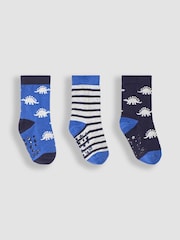 JoJo Maman Bébé Indigo 3-Pack Dino Socks - Image 1 of 4