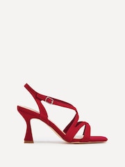 Linzi Red Liberty Open Toe Strappy Heeled Sandals With Flared Stiletto - Image 2 of 5