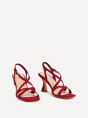 Linzi Red Liberty Open Toe Strappy Heeled Sandals With Flared Stiletto - Image 3 of 5