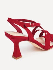 Linzi Red Liberty Open Toe Strappy Heeled Sandals With Flared Stiletto - Image 4 of 5