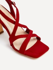 Linzi Red Liberty Open Toe Strappy Heeled Sandals With Flared Stiletto - Image 5 of 5