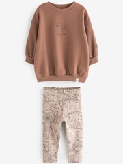 Brown Bunny Printed Sweatshirt and Leggings Set (3mths-7yrs) - Image 4 of 6