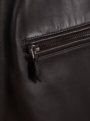 Reiss Chocolate Foster Atelier Leather Zip-Through Jacket - Image 8 of 8