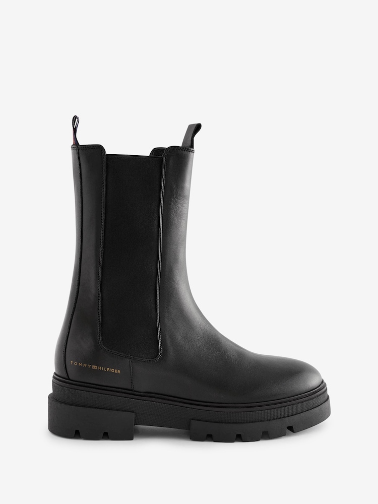 Tommy Hilfiger Black High Rise Chelsea Boots - Image 1 of 7