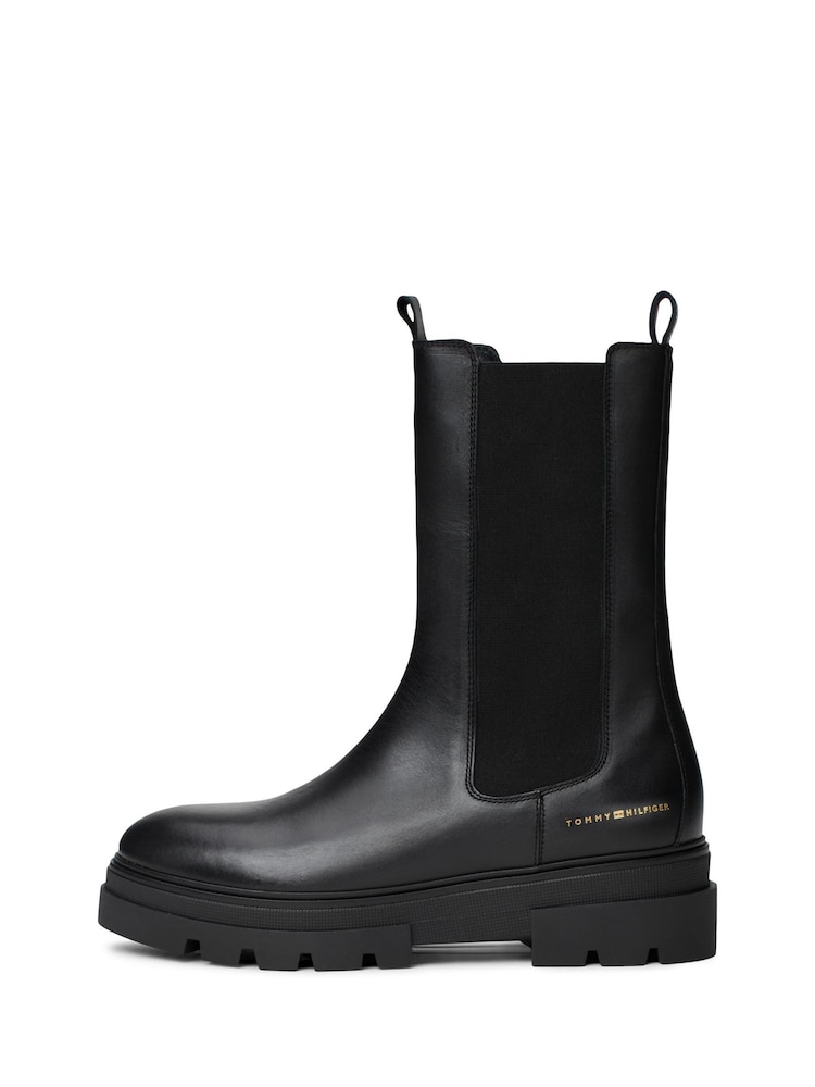 Tommy Hilfiger Black High Rise Chelsea Boots - Image 2 of 7